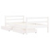 Cadru De Pat Copii Cu Sertare, Alb, 80X160 Cm, Lemn Masiv Pin