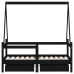 Cadru De Pat Copii Cu Sertare, Negru, 70X140 Cm, Lemn Masiv Pin