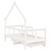 Cadru De Pat Copii Cu Sertare, Alb, 70X140 Cm, Lemn Masiv Pin