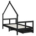 Cadru De Pat Copii Cu Sertare, Negru, 80X160 Cm, Lemn Masiv Pin