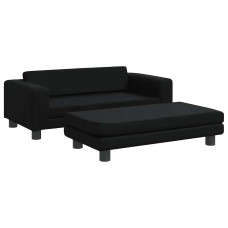 Canapea Copii Cu Taburet Negru 100X50X30Cm Piele Ecologică