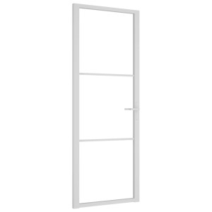 Ușă De Interior, 76X201,5 Cm, Alb, Sticlă Esg Și Aluminiu