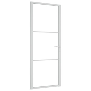 Ușă De Interior, 83X201,5 Cm, Alb, Sticlă Esg Și Aluminiu