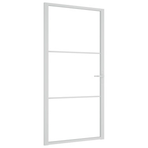 Ușă De Interior, 102,5X201,5 Cm, Alb, Sticlă Esg Și Aluminiu