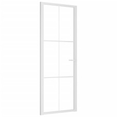 Ușă De Interior, 76X201,5 Cm, Alb, Sticlă Esg Și Aluminiu