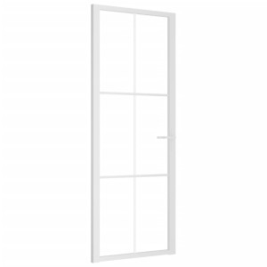 Ușă De Interior, 76X201,5 Cm, Alb, Sticlă Esg Și Aluminiu