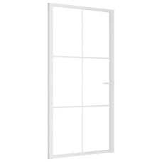 Ușă De Interior, 102,5X201,5 Cm, Alb, Sticlă Esg Și Aluminiu