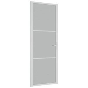 Ușă De Interior, 76X201,5 Cm, Alb, Sticlă Mată Și Aluminiu