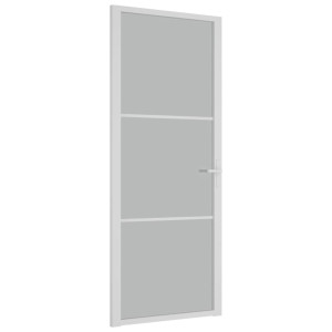 Ușă De Interior, 83X201,5 Cm, Alb, Sticlă Mată Și Aluminiu