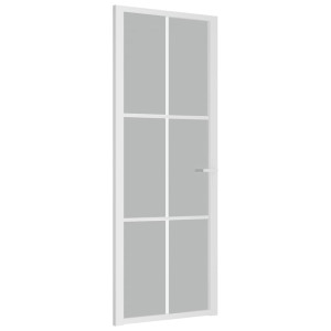 Ușă De Interior, 76X201,5 Cm, Alb, Sticlă Mată Și Aluminiu