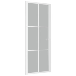Ușă De Interior, 83X201,5 Cm, Alb, Sticlă Mată Și Aluminiu
