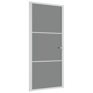 Ușă De Interior, 93X201,5 Cm, Alb, Sticlă Esg Și Aluminiu