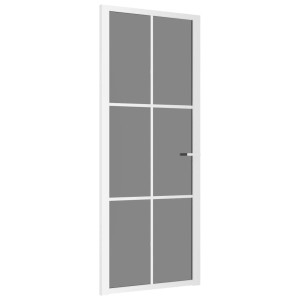 Ușă De Interior, 83X201,5 Cm, Alb, Sticlă Esg Și Aluminiu