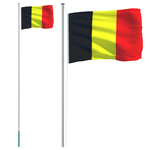 Steag Belgia Și Stâlp Din Aluminiu, 6,23 M