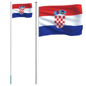 Steag Croația Și Stâlp Din Aluminiu, 6,23 M