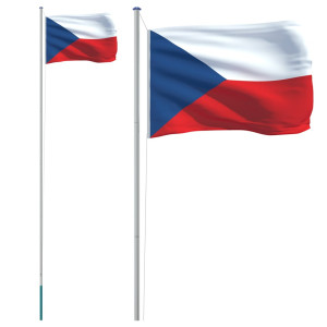 Steag Cehia Și Stâlp Din Aluminiu, 6,23 M