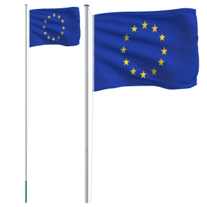 Steag Europei Și Stâlp Din Aluminiu, 6,23 M