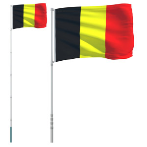 Steag Belgia Și Stâlp Din Aluminiu, 5,55 M