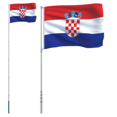 Steag Croația Și Stâlp Din Aluminiu, 5,55 M