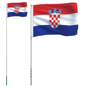 Steag Croația Și Stâlp Din Aluminiu, 5,55 M