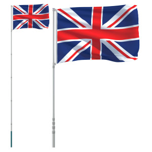 Steag Marea Britanie Și Stâlp Din Aluminiu, 5,55 M