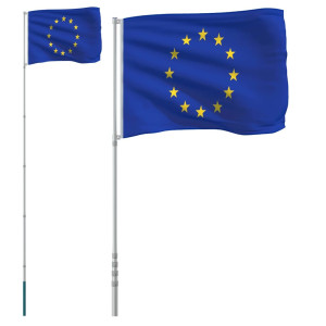 Steag Europa Și Stâlp Din Aluminiu, 5,55 M