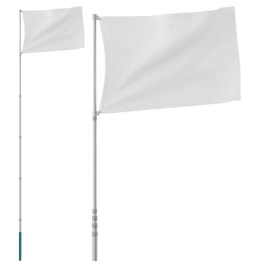 Stâlp De Steag Telescopic, Argintiu, 5,55 M, Aluminiu