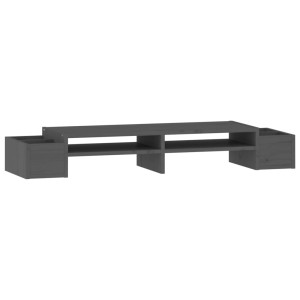 Suport Pentru Monitor, Gri, 100X27,5X15 Cm, Lemn Masiv Pin
