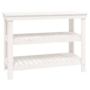 Banc De Lucru, Alb, 110,5X50X80 Cm, Lemn Masiv Pin