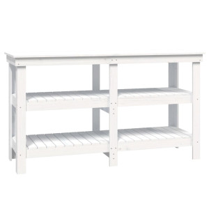 Banc De Lucru, Alb, 142,5X50X80 Cm, Lemn Masiv Pin