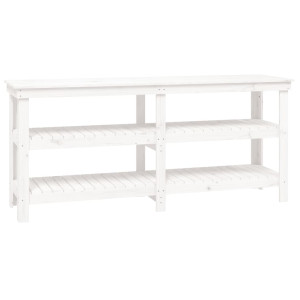 Banc De Lucru, Alb, 181X50X80 Cm, Lemn Masiv Pin