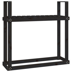 Rastel Pentru Lemne De Foc Negru 110X35X108,5 Cm Lemn Masiv Pin