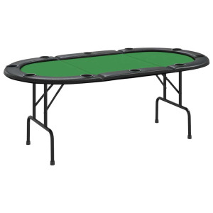 Masă De Poker Pliabilă, 10 Jucători, Verde, 207X106X76 Cm