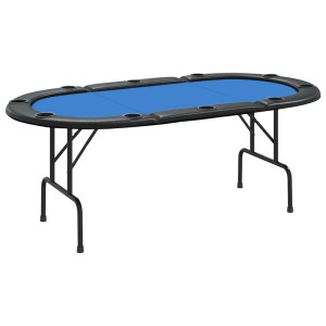 Masă De Poker Pliabilă, 10 Jucători, Albastru, 207X106X76 Cm