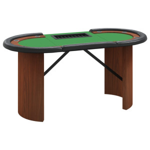 Masă De Poker 10 Jucători, Tavă Jetoane, Verde, 160X80X75 Cm