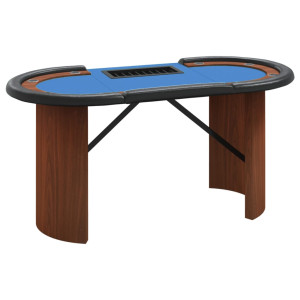 Masă De Poker 10 Jucători, Tavă Jetoane, Albastru, 160X80X75 Cm