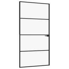 Ușă De Interior Negru 102X201,5Cm Sticlă Securiz./Aluminiu Slim