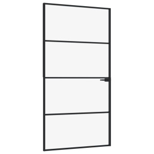 Ușă De Interior Negru 102X201,5Cm Sticlă Securiz./Aluminiu Slim