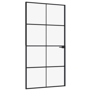 Ușă De Interior Negru 102X201,5Cm Sticlă Securiz./Aluminiu Slim