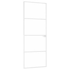 Ușă De Interior Alb 76X201,5 Cm Sticlă Securiz. / Aluminiu Slim