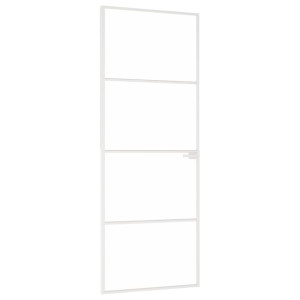 Ușă De Interior Alb 76X201,5 Cm Sticlă Securiz. / Aluminiu Slim