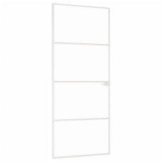 Ușă De Interior Alb 83X201,5 Cm Sticlă Securiz. / Aluminiu Slim