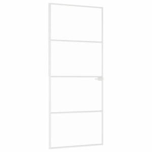 Ușă De Interior Alb 83X201,5 Cm Sticlă Securiz. / Aluminiu Slim