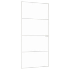Ușă De Interior Alb 93X201,5 Cm Sticlă Securiz. / Aluminiu Slim