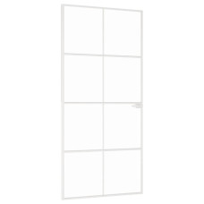 Ușă De Interior Alb 93X201,5 Cm Sticlă Securiz. / Aluminiu Slim