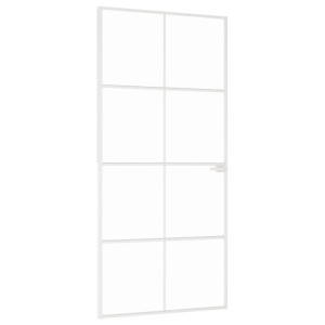 Ușă De Interior Alb 93X201,5 Cm Sticlă Securiz. / Aluminiu Slim