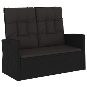 Bancă Rabatabilă De Grădină Cu Perne, Negru, 118 Cm, Poliratan