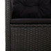 Bancă Rabatabilă De Grădină Cu Perne, Negru, 118 Cm, Poliratan