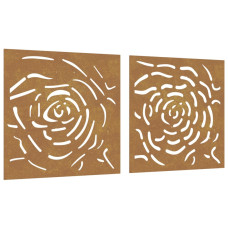 Decor De Perete 2 Buc. 55X55 Cm Model Trandafiri Oțel Corten