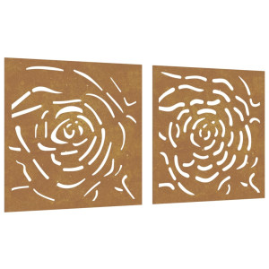 Decor De Perete 2 Buc. 55X55 Cm Model Trandafiri Oțel Corten